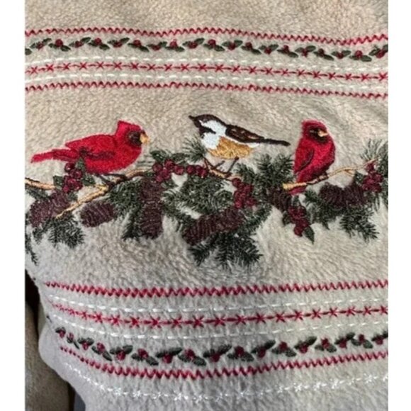 Croft & Barrow Women’s Fleece Jacket 1X Beige Zip Front Embroidered Cardinals Wi - Picture 8 of 11